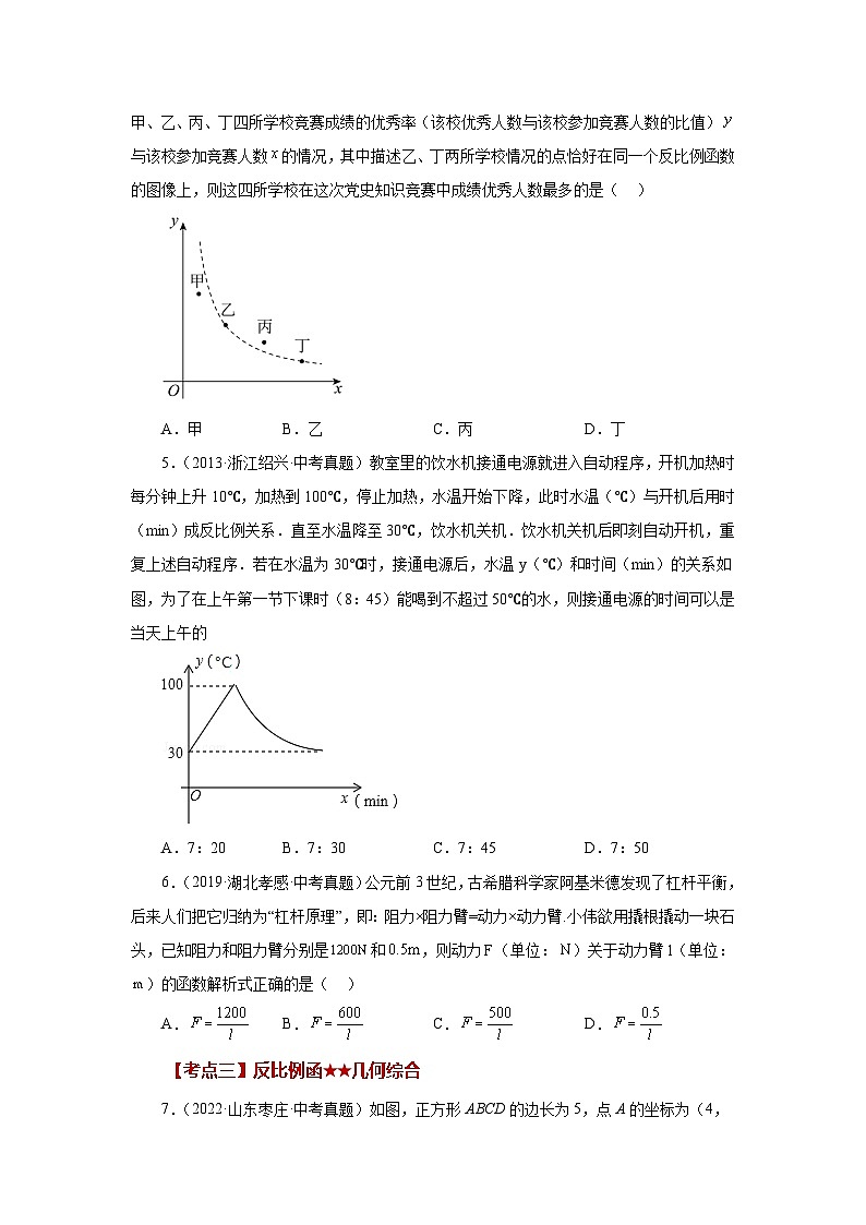 北师大版九年级数学上册基础知识专项讲练 专题6.31 《反比例函数》中考常考考点专题(2)(巩固篇)(专项练习)第2页
