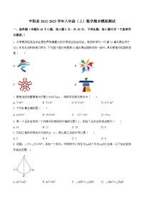 山西省吕梁市中阳县2022-2023学年八年级上学期期末模拟测试数学试卷(答案不全)