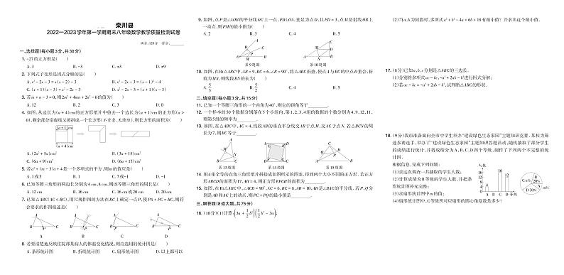 河南省洛阳市栾川县2022—2023学年第一学期期末八年级数学教学质量检测试卷(华师版)含答案第1页