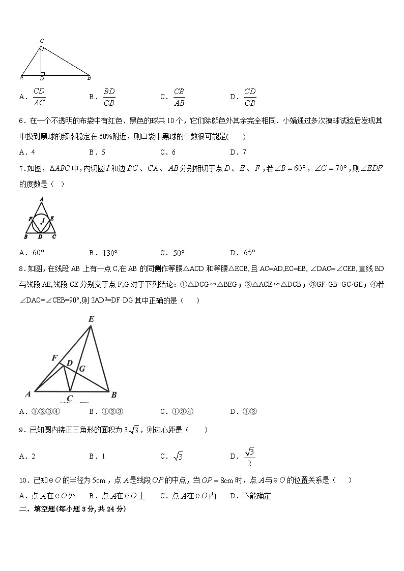 2023-2024学年福建省福州市金山中学数学九上期末调研模拟试题含答案第2页