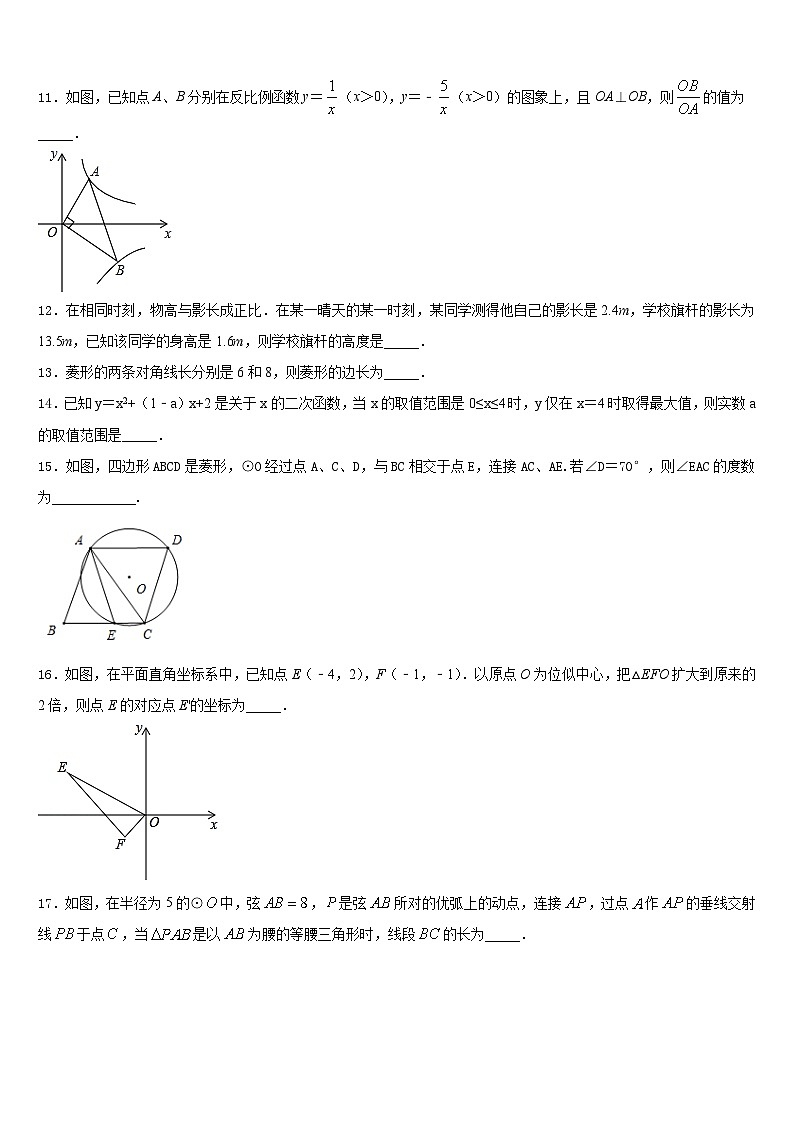 2023-2024学年福建省福州市金山中学数学九上期末调研模拟试题含答案第3页