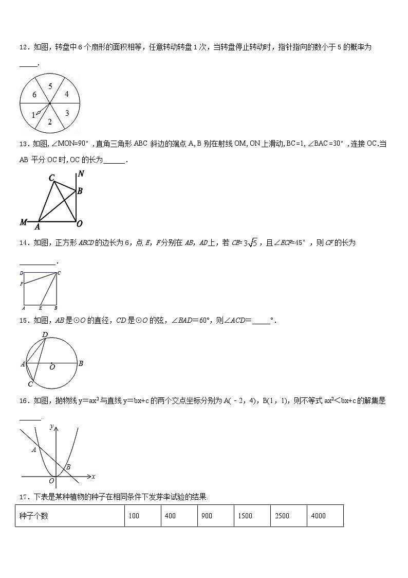 天津市南开区名校2023-2024学年九年级数学第一学期期末统考模拟试题含答案第3页