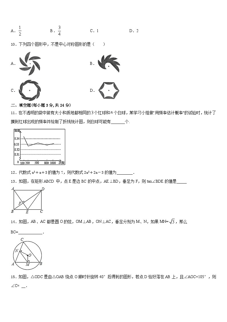 河南省淮阳区羲城中学2023-2024学年数学九年级第一学期期末教学质量检测试题含答案第3页