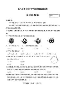 驻马店市2023-2024学年九年级上期末数学试卷