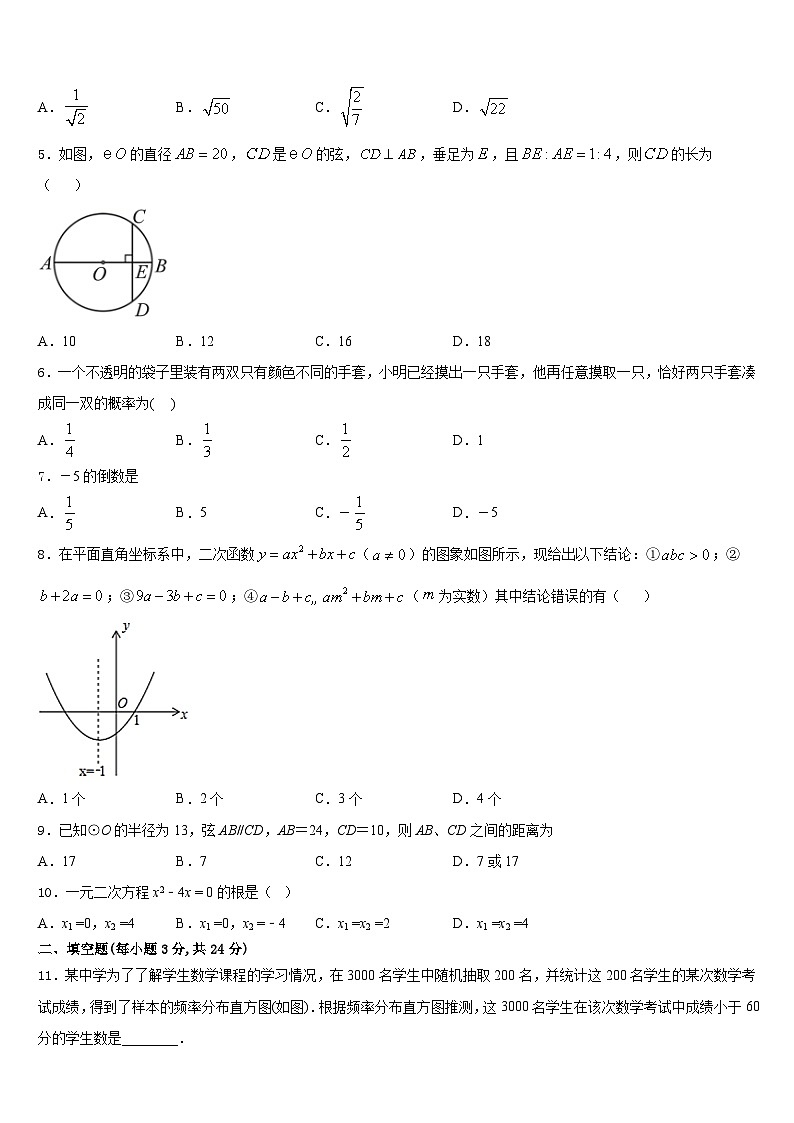 湖南省浏阳市浏阳河中学2023-2024学年九年级数学第一学期期末达标测试试题含答案第2页