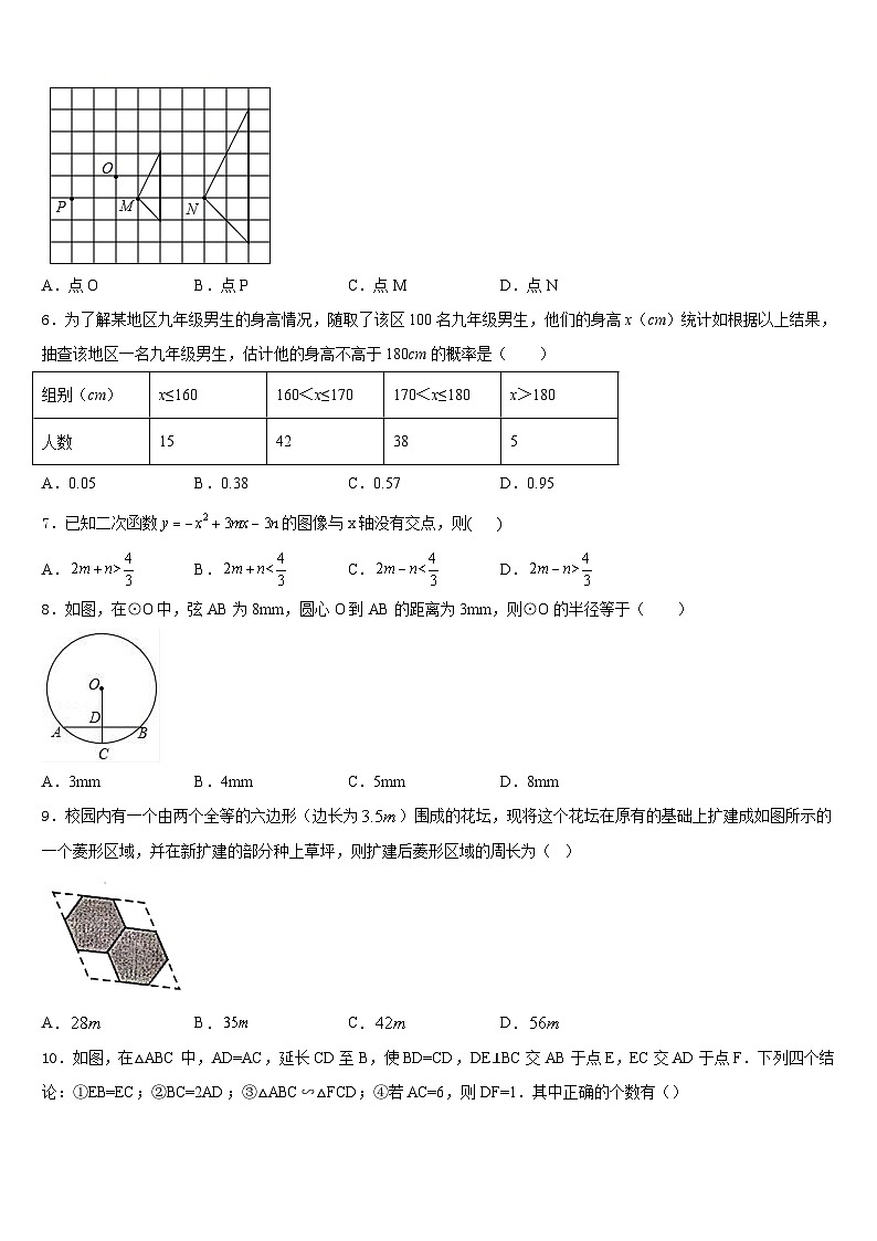 2023-2024学年广西钦州市钦南区犀牛脚中学九上数学期末质量跟踪监视模拟试题含答案02