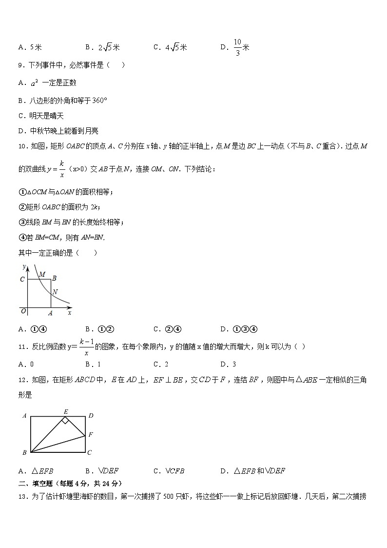 2023-2024学年江苏省仪征市扬子中学九上数学期末监测试题含答案第3页