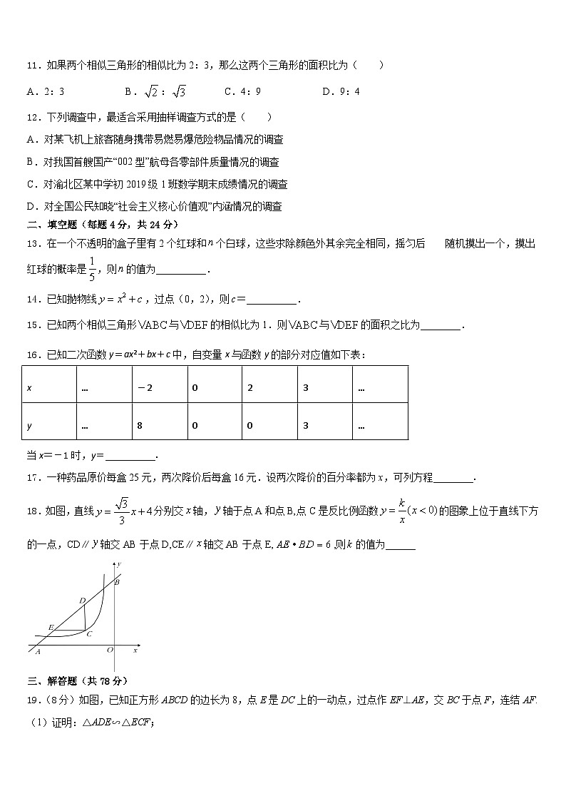 2023-2024学年海南省海口市九上数学期末综合测试试题含答案第3页