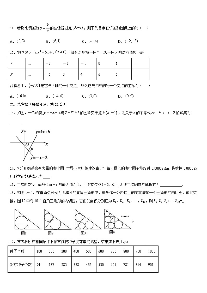 2023-2024学年湖北省武汉经济技术开发区第一初级中学九年级数学第一学期期末检测模拟试题含答案第3页