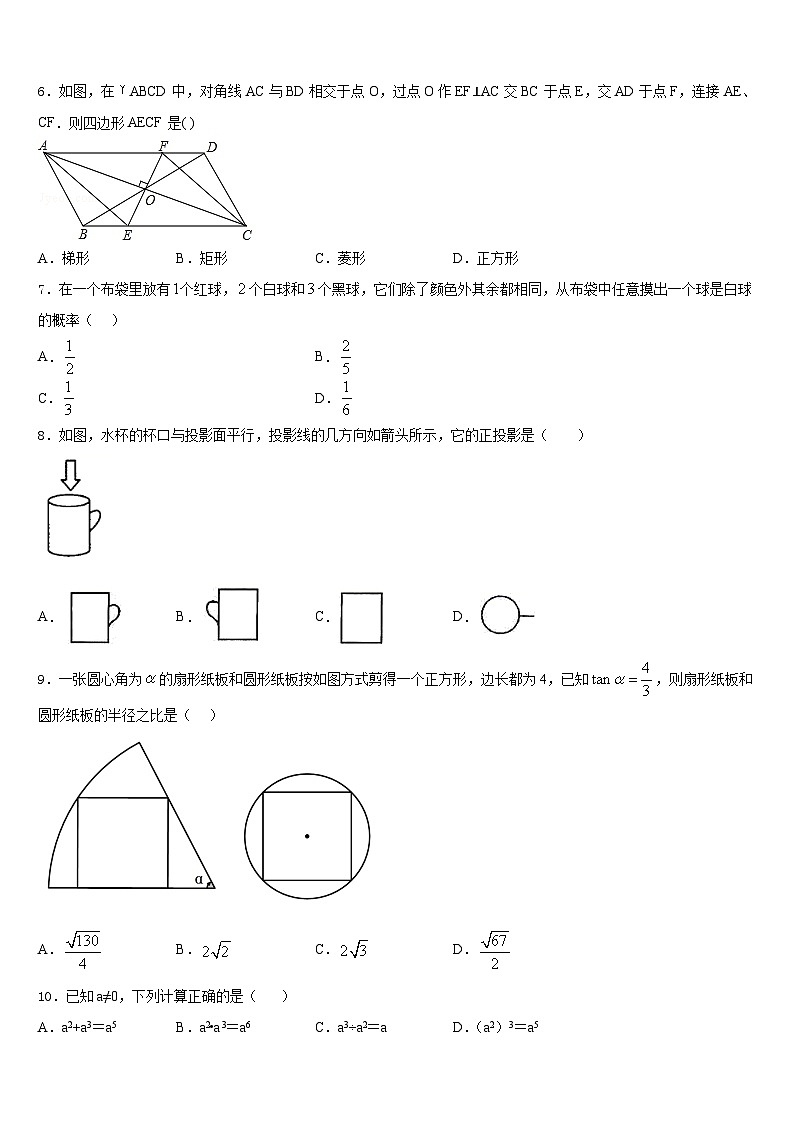 2023-2024学年甘肃省陇南徽县联考数学九上期末调研模拟试题含答案02