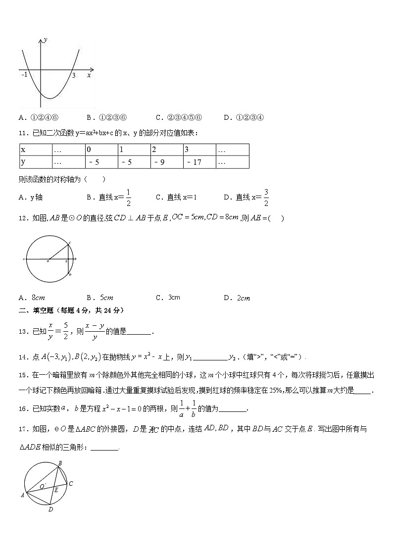 内蒙古包头市名校2023-2024学年九年级数学第一学期期末质量检测模拟试题含答案03