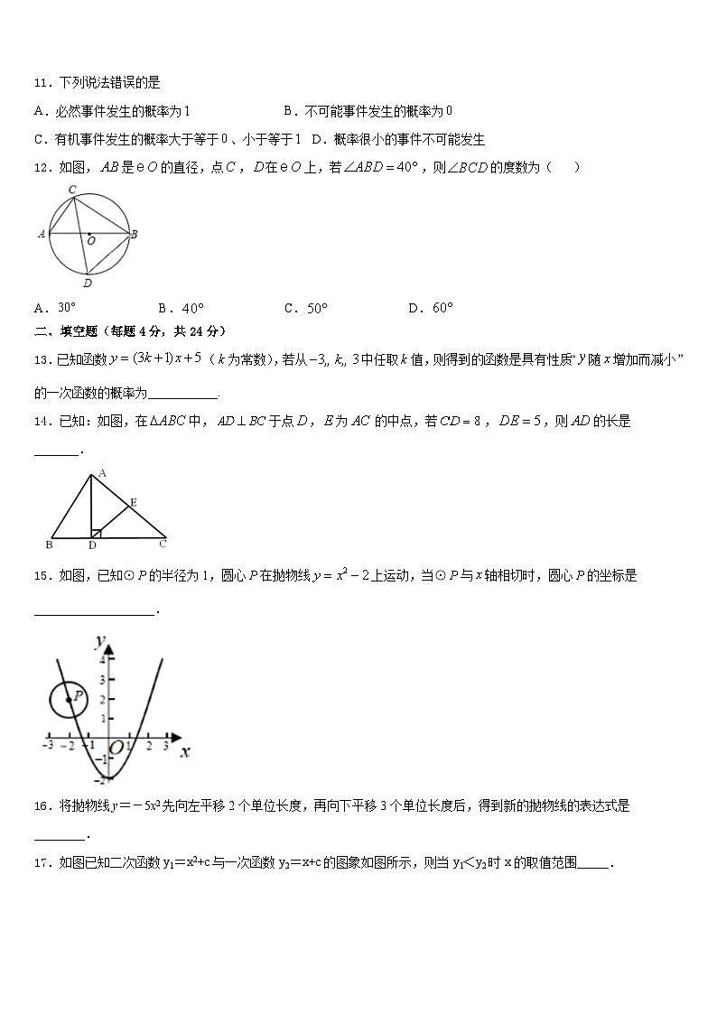 山东省乐德州市夏津县2023-2024学年数学九上期末考试模拟试题含答案03
