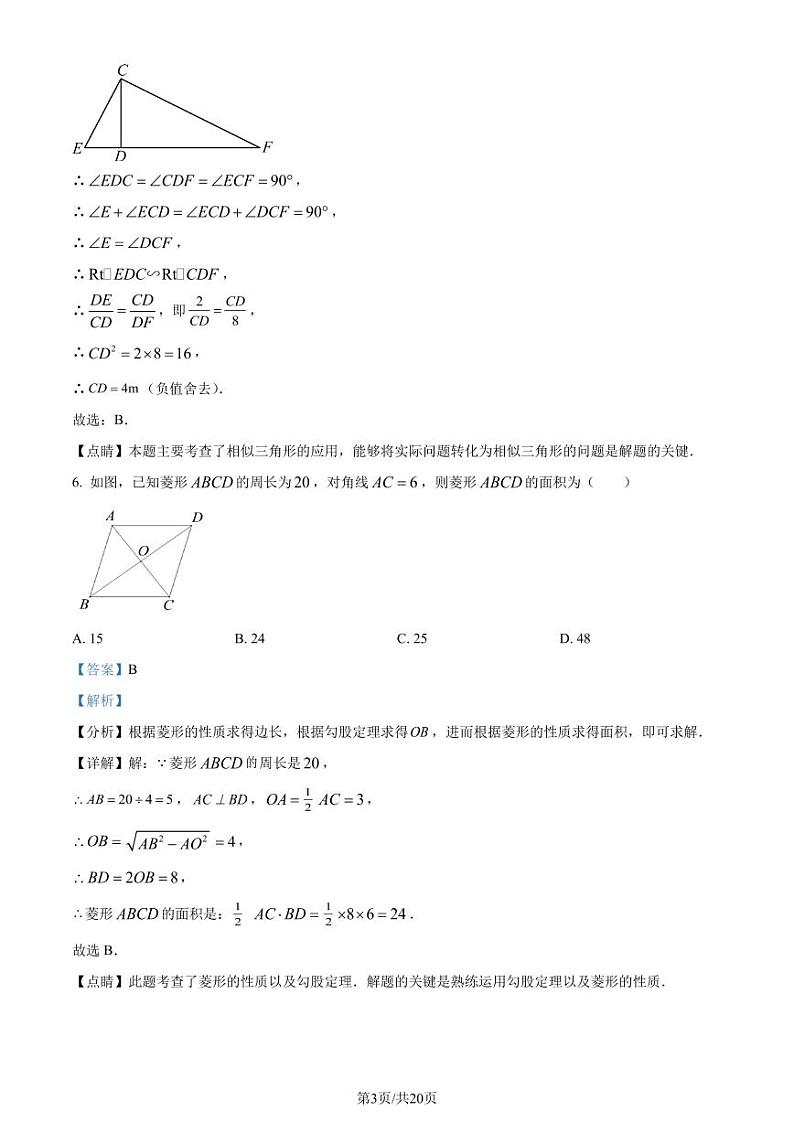 广东惠州2023-2024学年九年级上学期期末数学试题(解析版)第3页