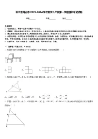 浙江省舟山市2023-2024学年数学九年级第一学期期末考试试题含答案