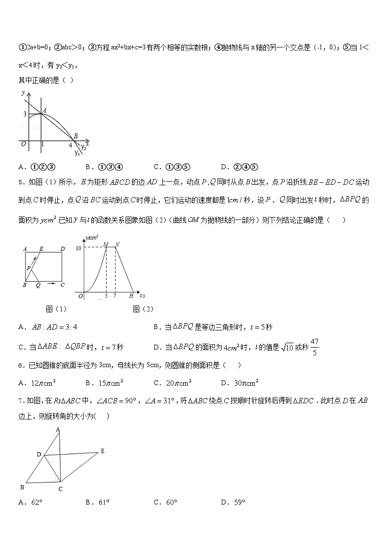 重庆市万州国本中学2023-2024学年九上数学期末学业水平测试模拟试题含答案02