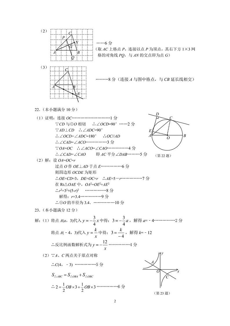 江苏省南通市海门区2023-2024学年第一学期期末考试九年级数学答案第2页