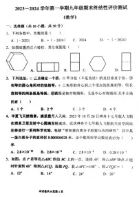 河南师大附中2023-2024学年第一学期九年级期末数学试卷及答案