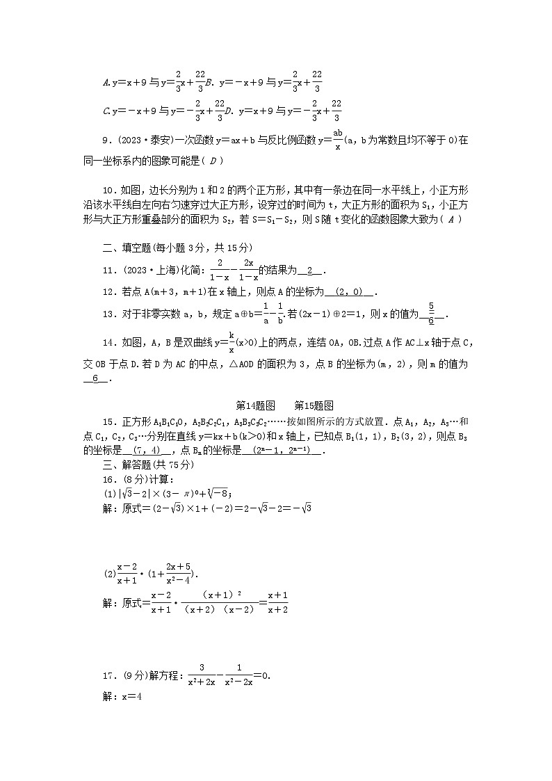 2024八年级数学下学期期中检测题(附答案华东师大版)第2页