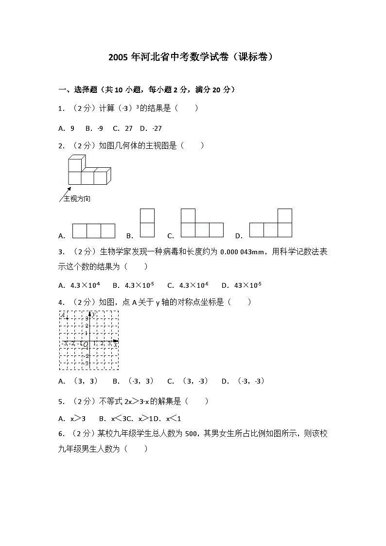 2005年河北省中考数学试卷(课标卷)第1页