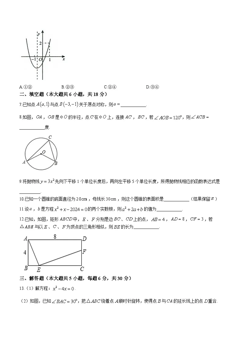 江西省南昌进贤县文港初级中学2023-2024学年九年级上学期期末数学试题第2页