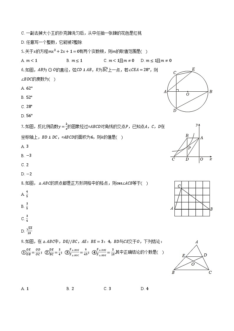 2023-2024学年山东省济宁市曲阜市、鱼台县九年级(上)期末数学试卷(含解析)第2页