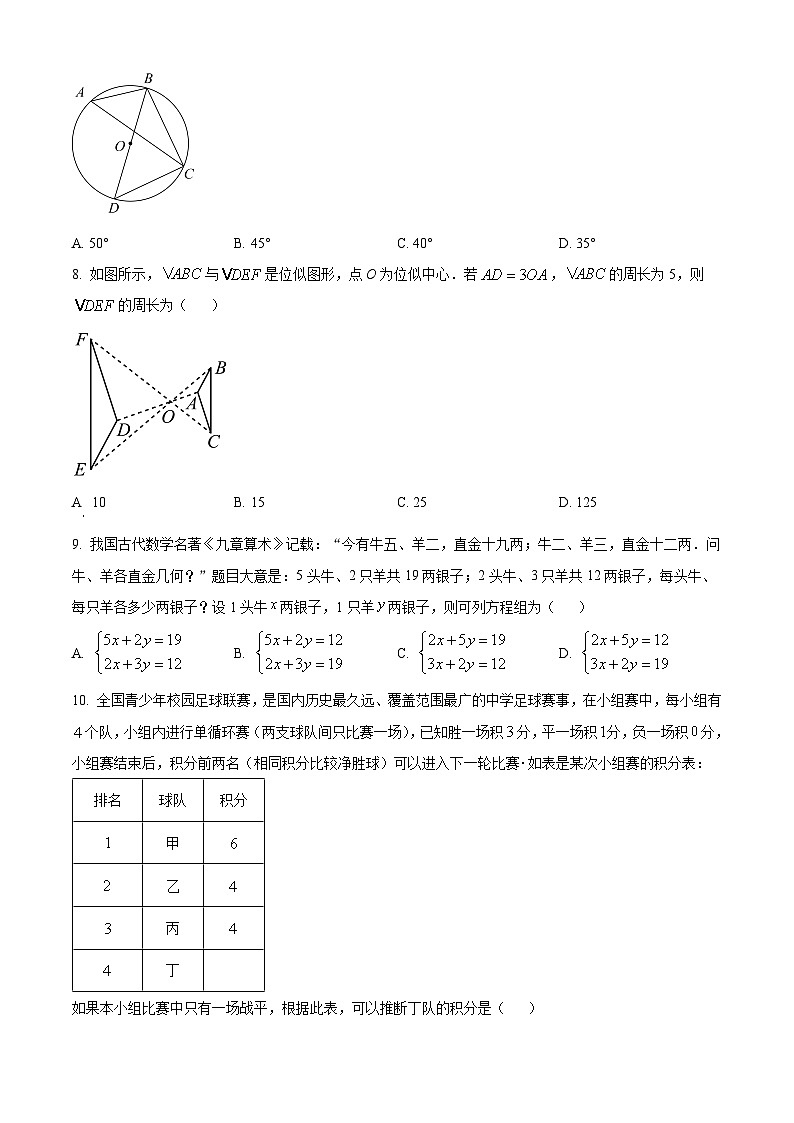 湖南省长沙市岳麓区麓山国际实验学校中考模拟数学试题(原卷版)第2页