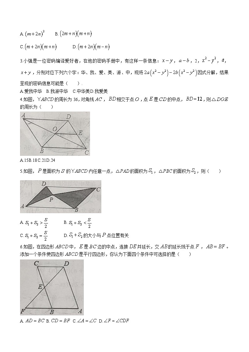 山东省东营市广饶县2023-2024学年八年级上学期期末数学试题(无答案)第2页