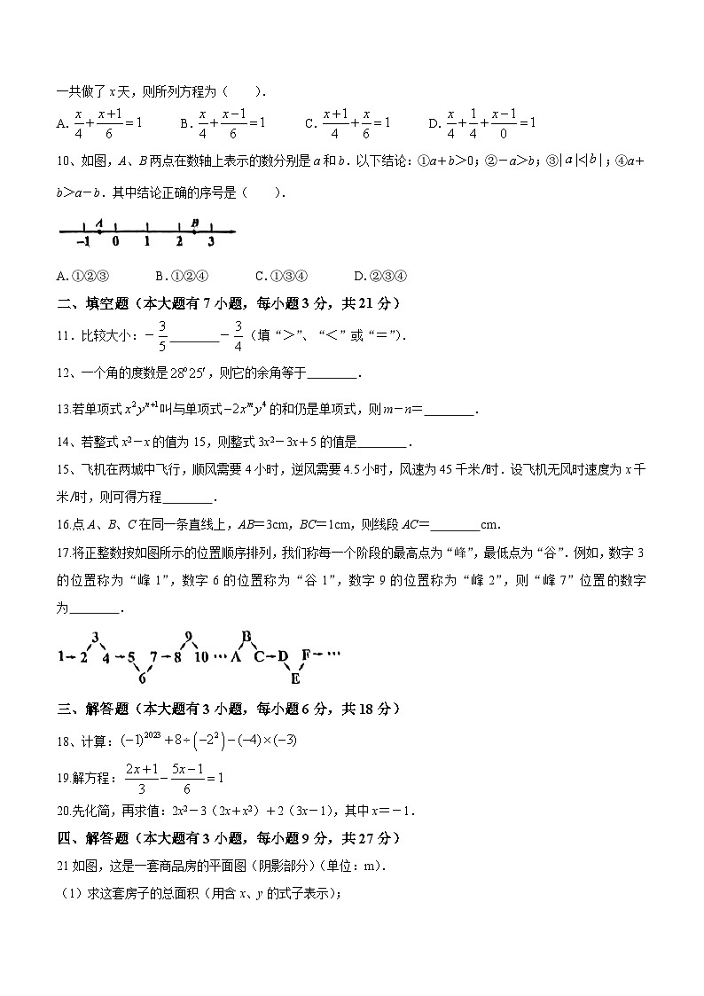 广东省东莞市厚街海月学校2023-2024学年七年级上学期期末数学试题第2页