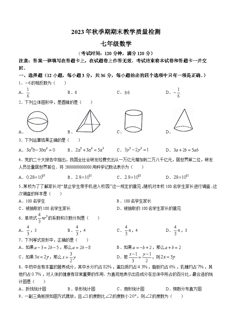 广西壮族自治区贵港市桂平市2023-2024学年七年级上学期期末数学试题01