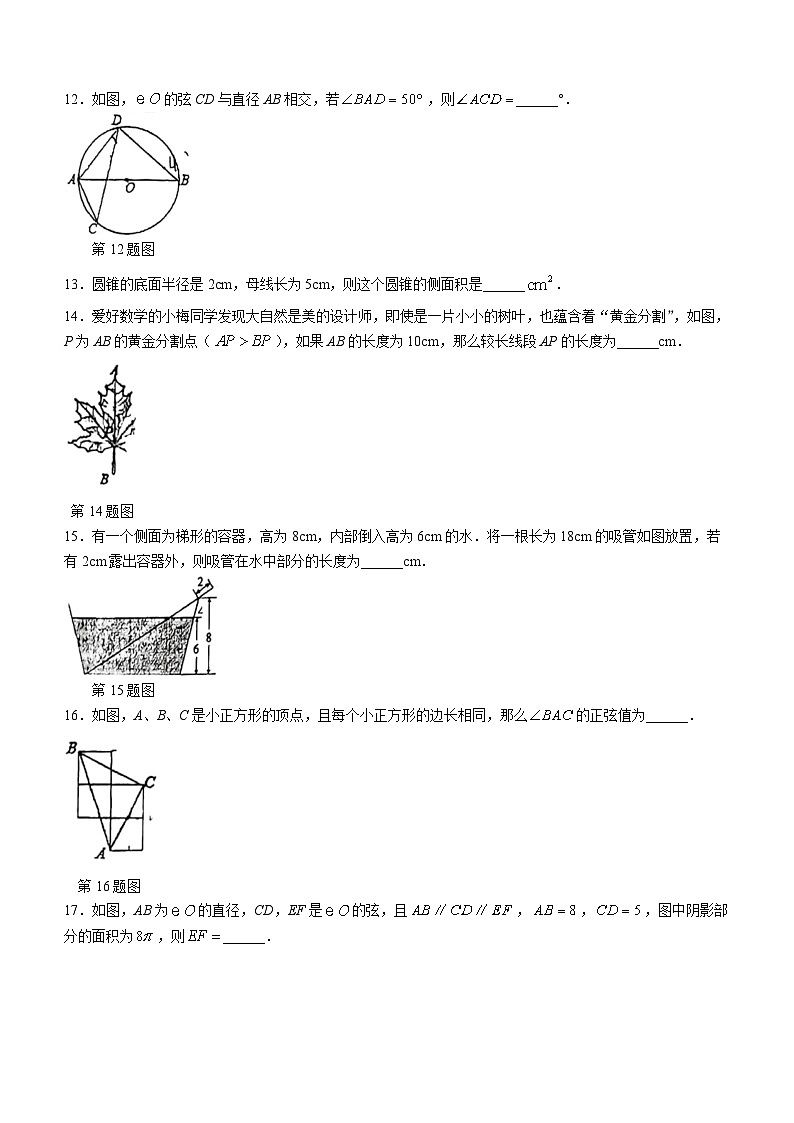 江苏省扬州市邗江区梅苑双语学校2023-2024学年九年级上学期1月期末数学试题(无答案)第3页