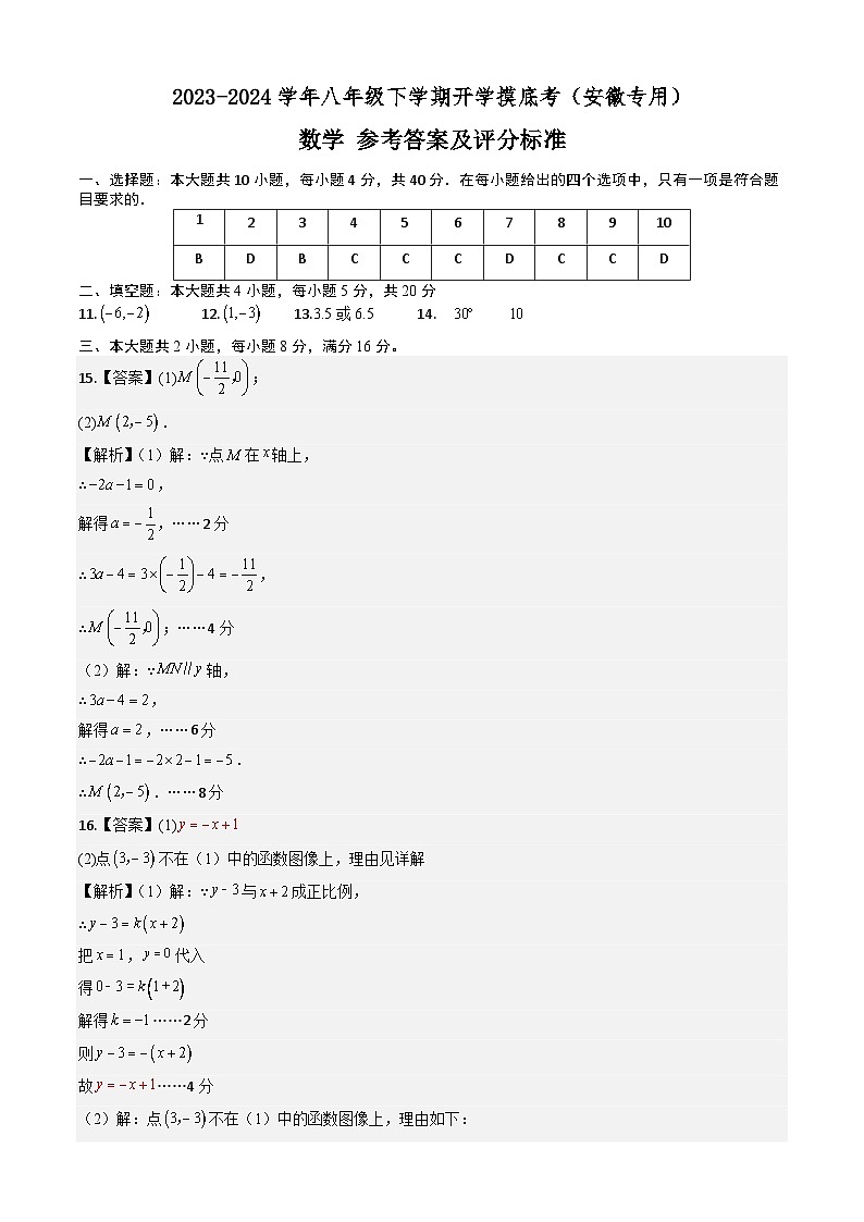 【开学摸底考】八年级数学(沪科版,安徽专用)-2023-2024学年初中下学期开学摸底考试卷.zip01