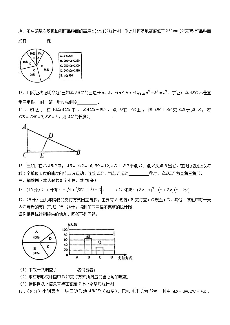 河南省南阳市镇平县2023-2024学年八年级上学期期末数学试题第3页