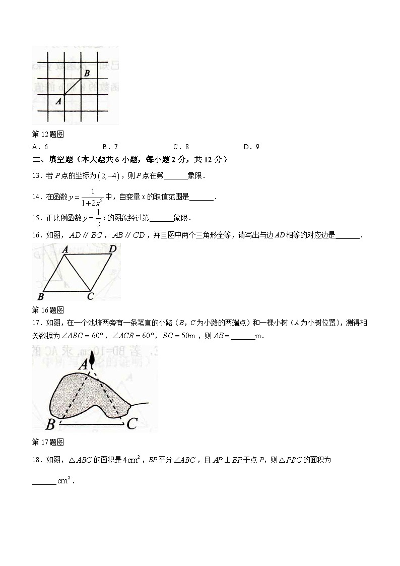 广西壮族自治区梧州市苍梧县2023-2024学年八年级上学期期末数学试题03