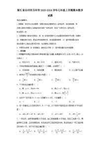 浙江省台州市玉环市2023-2024学年七年级（上）学期期末数学试卷（含解析）