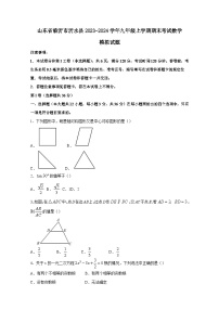 山东省临沂市沂水县2023-2024学年九年级上册期末考试数学模拟试题（附答案）