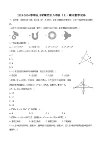 2023-2024学年四川省南充市八年级(上)期末数学试卷(含解析)
