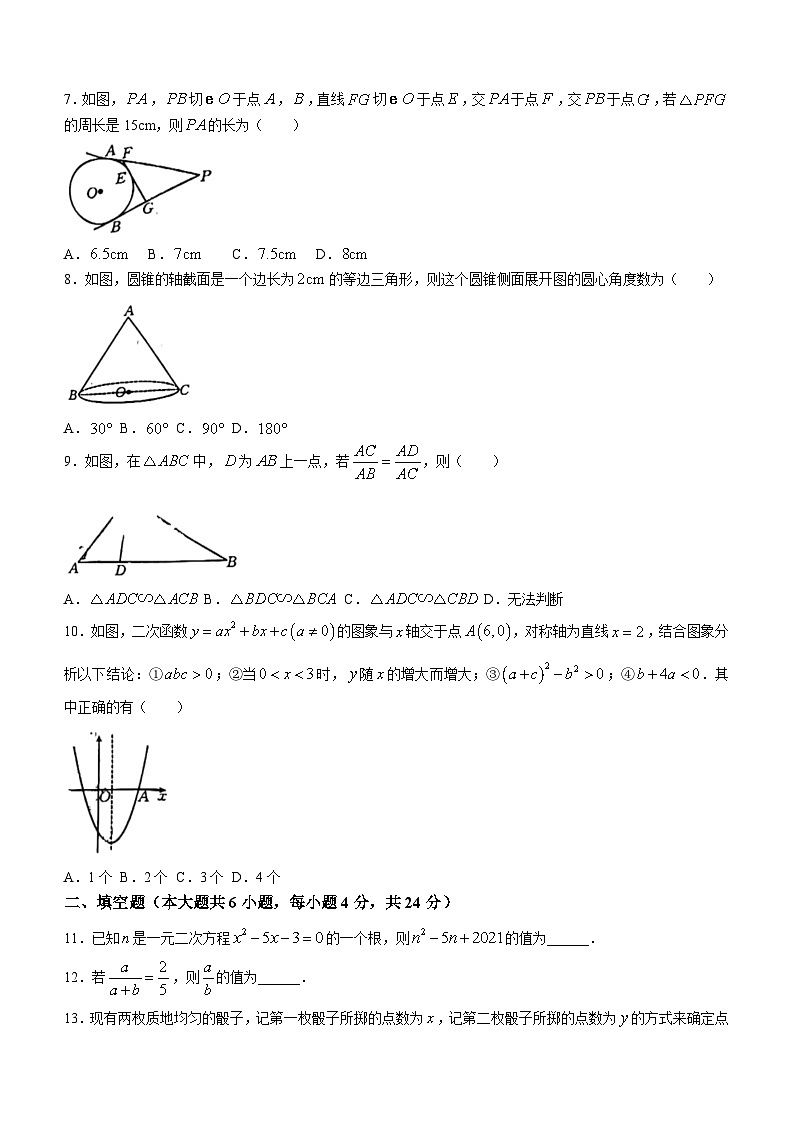 福建省莆田市城厢区等2地2023-2024学年九年级上学期期末数学试题(无答案)第2页