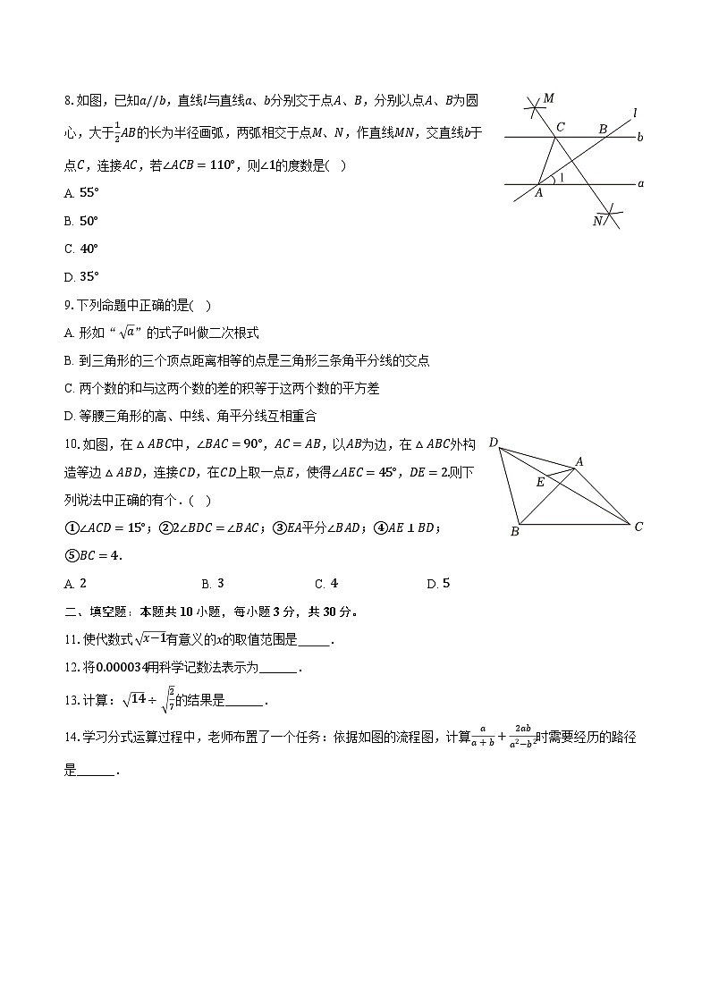 2022-2023学年黑龙江省哈尔滨市香坊区风华中学八年级(下)开学数学试卷(2月份)(五四学制)(含解析)第2页