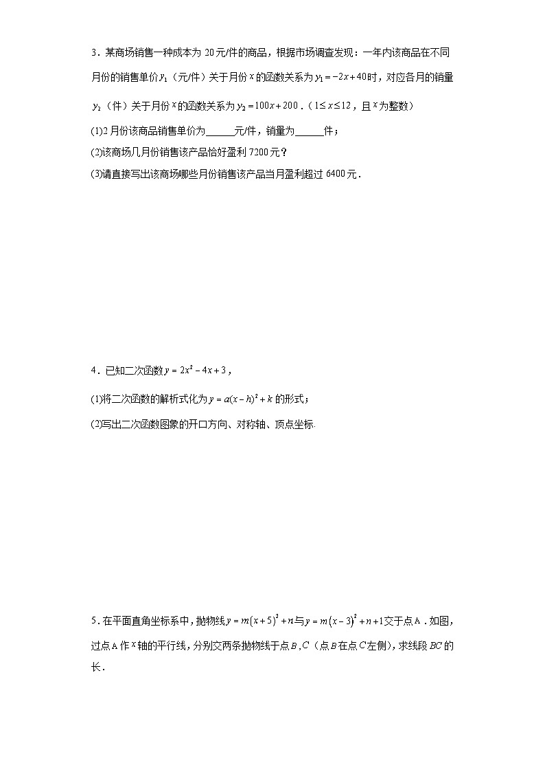 2024年中考数学二次函数常考易错解答题专项训练第2页