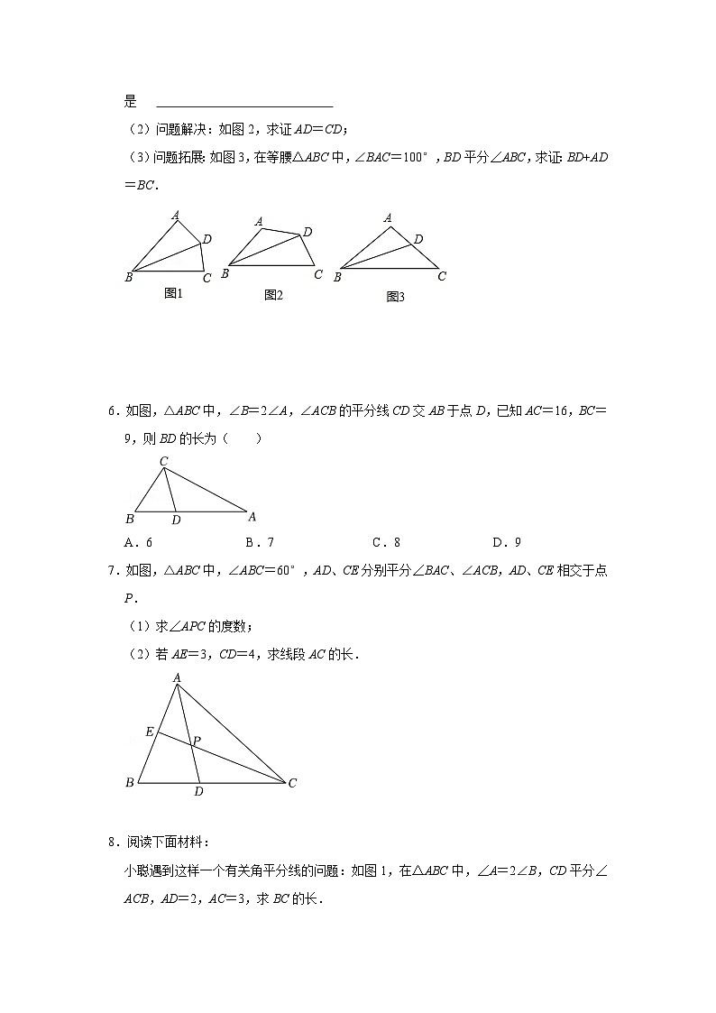 2024年中考数学专题训练 专题01 角平分线四大模型在三角形中的应用(专项训练)(原卷版+解析)03