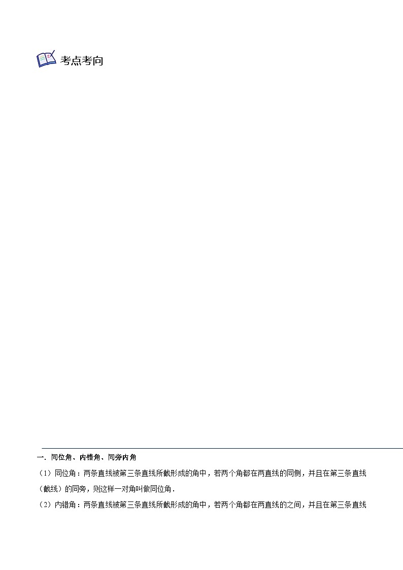 核心考点01 平行线(原卷版)第2页