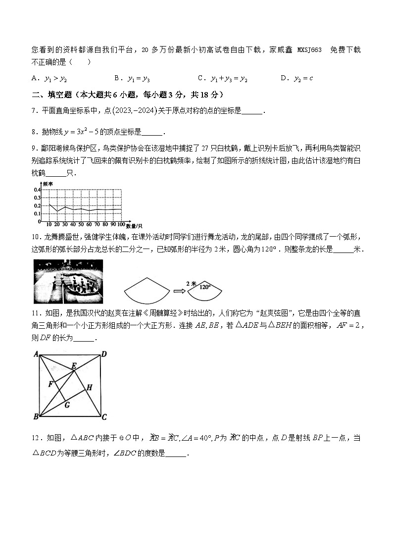 48,江西省上饶市万年县第五中学2023-2024学年九年级上学期月考数学试题()02