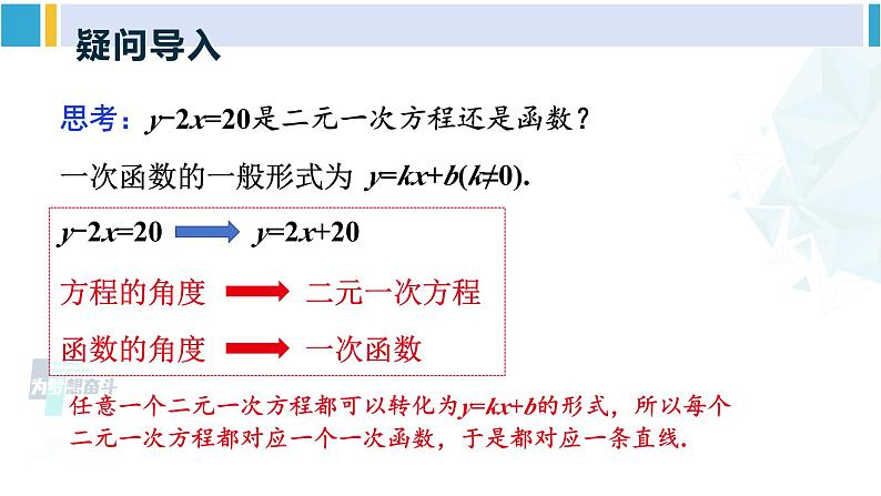 人教版八年级数学下册 第十九章 一次函数第一课时 一次函数与一元一次方程、不等式(课件)第2页