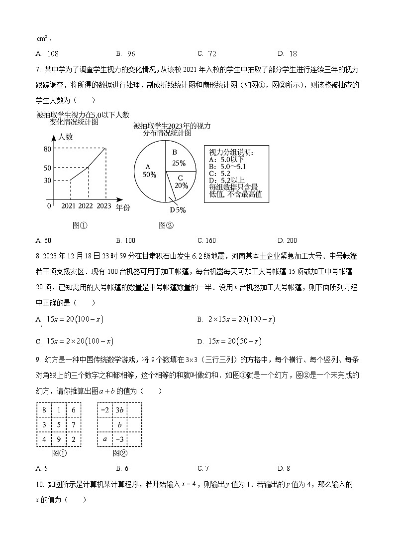 精品解析:河南省郑州市金水区2023-2024学年七年级上学期期末考试数学试题(原卷版)第2页