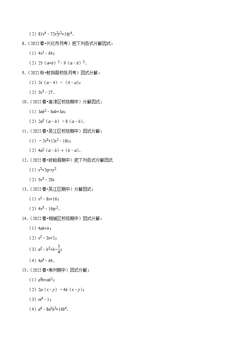 专题9.11因式分解大题专练(重难点培优30题,七下苏科)-【拔尖特训】2022-2023学年七年级数学下册尖子生培优必刷题(原卷版)【苏科版】第2页
