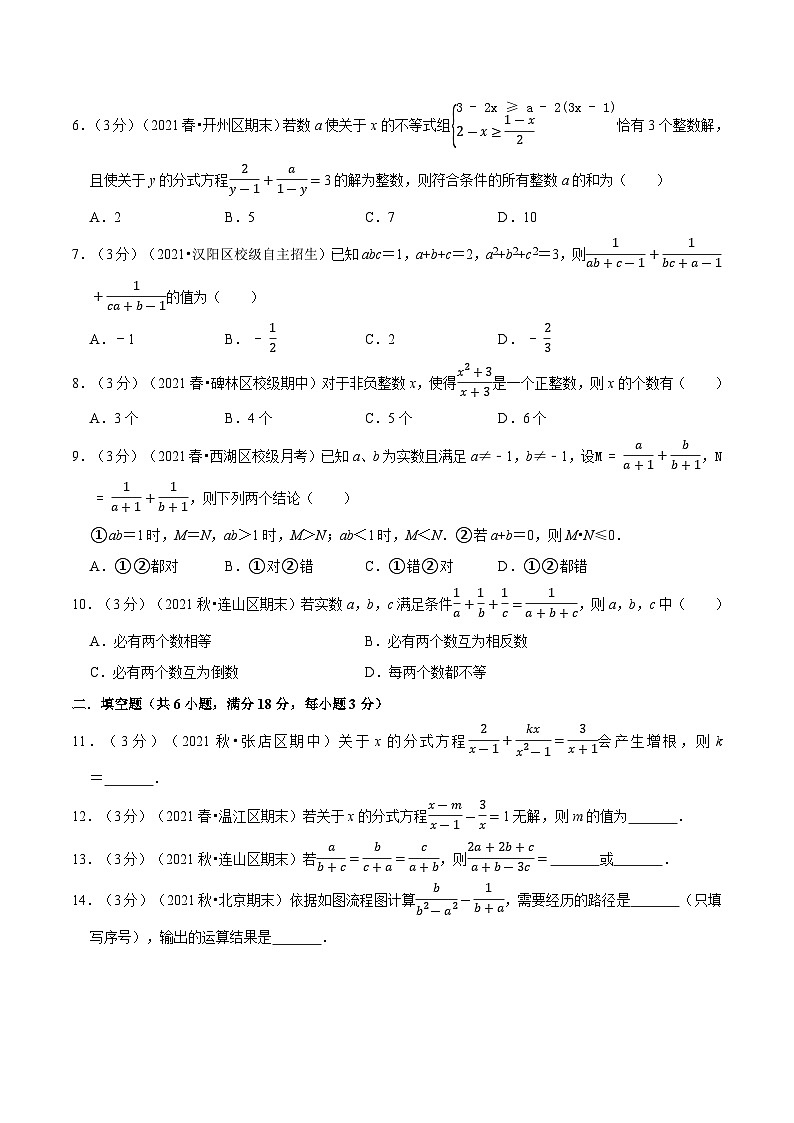 专题5.9 分式章末测试卷(拔尖卷)(举一反三)(学生版) 2022年七年级数学下册举一反三系列(浙教版)第2页