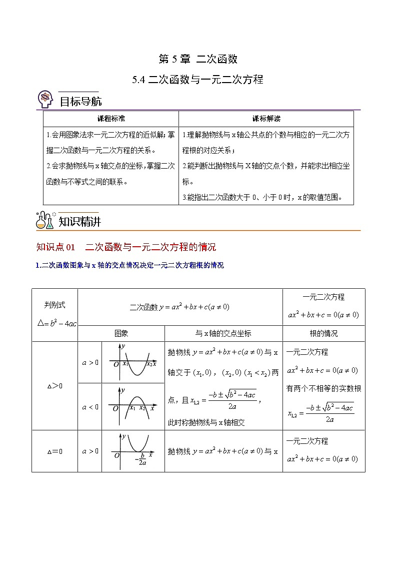 5.4 二次函数与一元二次方程-苏科版数学九年级下册精品讲义第1页