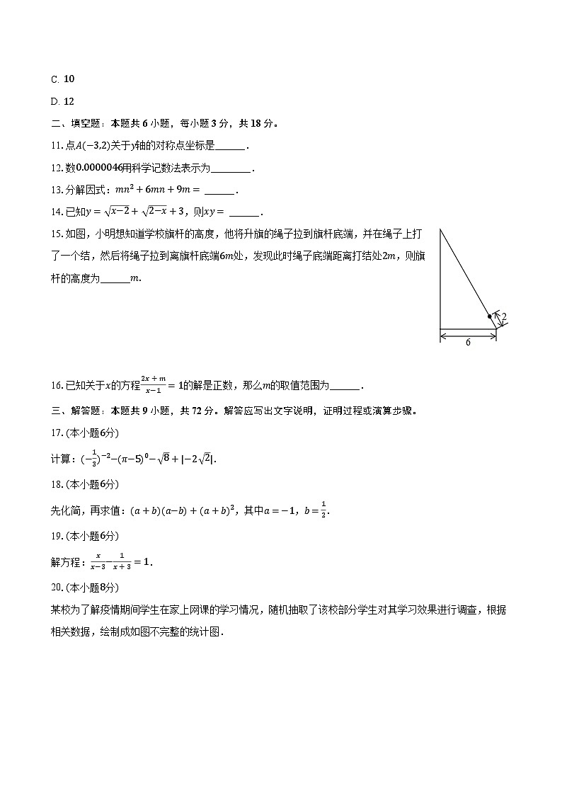 2023-2024学年湖南省长沙市开福区北雅中学八年级(下)入学数学试卷(含解析)第2页