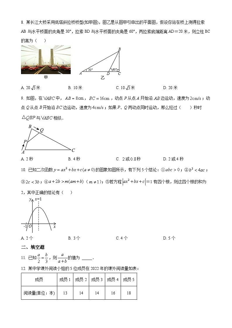 江蘇省蘇州市2023-2024學(xué)年九年級(jí)上學(xué)期期末數(shù)學(xué)試題（原卷版）第2頁(yè)