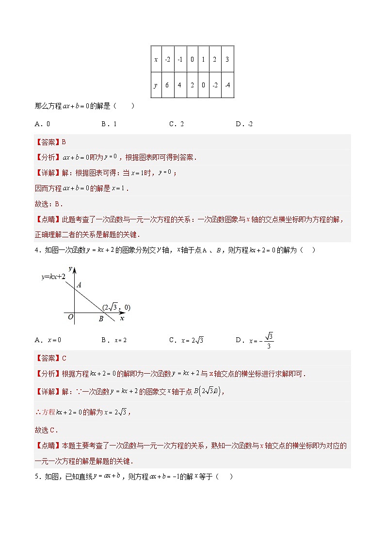 19.2.7 一次函数与一元一次方程(分层作业)-八年级数学下册同步备课系列(人教版)(解析版)第2页